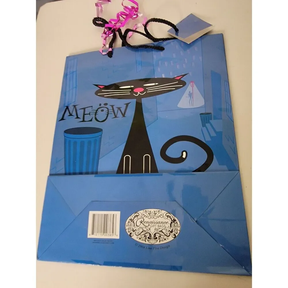 Gift Bag Viola Vintage 2000s Black Cat‎ Renaissance Gift Bags Blue Cartoon